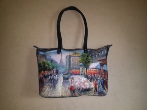 Женская сумка №150 из мягкой кожи, с росписью