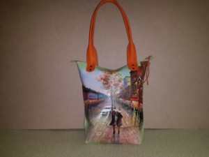 Женская сумка №154 из мягкой натуральной кожи, с росписью