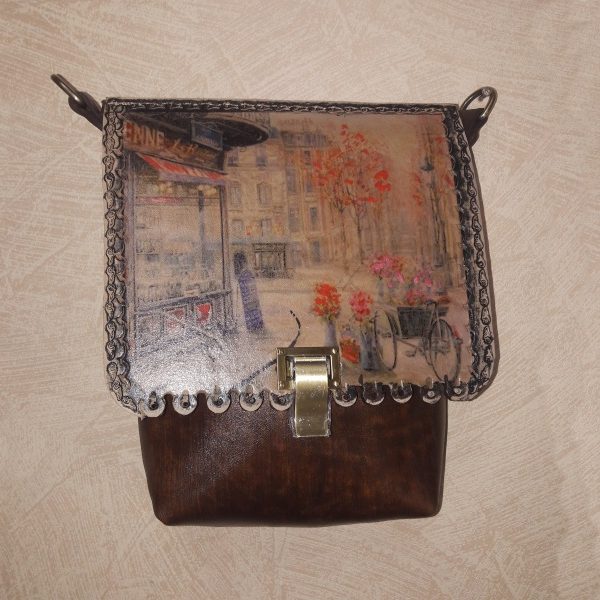 Женская сумка №156 из натуральной кожи, с росписью