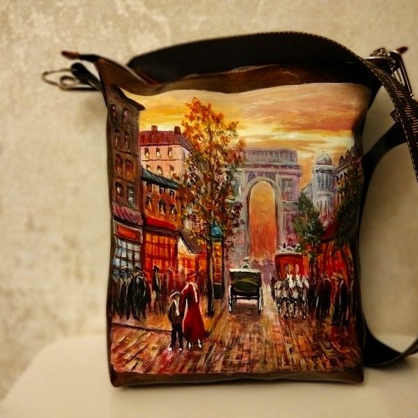 Женская сумка №160 из мягкой натуральной кожи, с росписью
